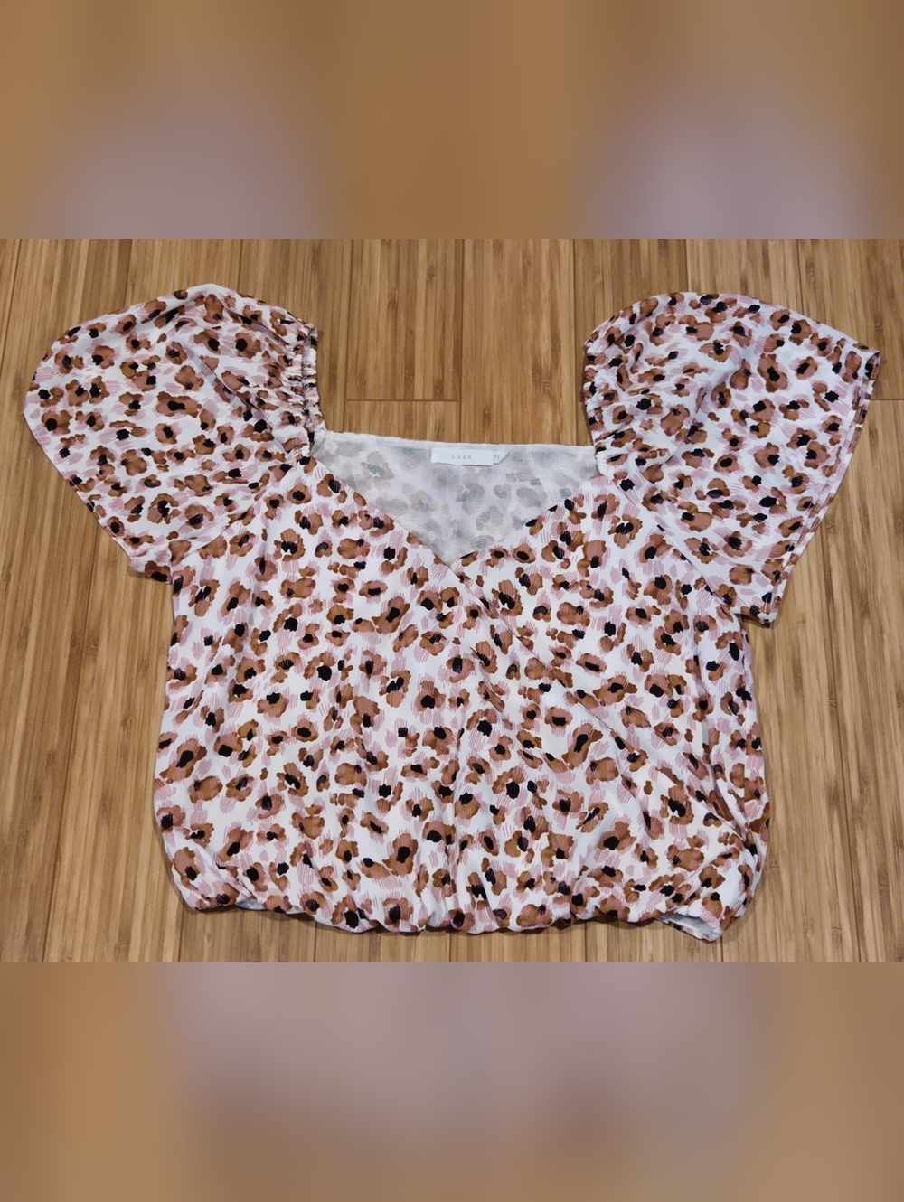 Lush Leopard Print Puff Sleeve Crop Top